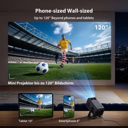 Mini Beamer Enige Uitvoering - 400 ANSI Lumen - 1280 x 720 Resolutie - LED - Draagbaar - Thuisbioscoop Projector — thumbnail 3