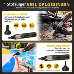 Nuvior NIVOX Kruimeldief – Draadloos – Handstofzuiger – Auto Stofzuiger – Air Duster – usb c kabel — thumbnail 3