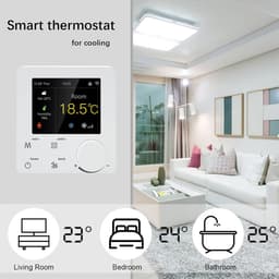 Slimme Wifi Thermostaat - Klimaatregelaar - Energie Besparen - 4-buis Systeem - 8.6 x 8.6 cm - Wit — thumbnail 3