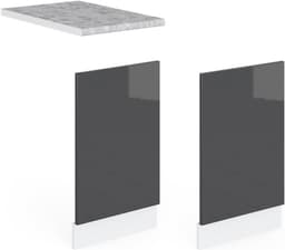 Frontpaneel Vaatwasser - Keukenpaneel Deur - Keuken Opfrissen - Met Werkblad - 45 cm Breed - Antraciet Hoogglans — thumbnail 5