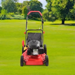 Benzine Grasmaaier - Tuinmaaier Gazonmaaier - Gazon Onderhouden - Robuust Stalen Frame - 51 cm Maaibreedte - Zwart Rood — thumbnail 4
