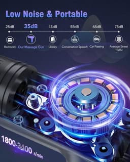 Beenmassageapparaat - Grijs - Percussietherapie Spiermassagepistool met 6 Massagekoppen en LCD-Display - Voor Spierpijnverlichting — thumbnail 4
