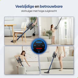 Steelstofzuiger Draadloos – 2-in-1 Stofzuiger met Dweilfunctie – HEPA Filter – LED Display – 350W Motor – Voor Alle Vloeren — thumbnail 3