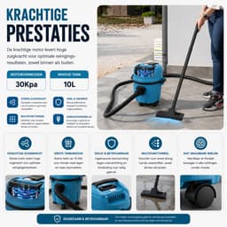 Alleszuiger Nat & Droog 18V – Compatibel met Makita LXT – 30 kPa – 10L – Bouwstofzuiger met 3 Opzetstukken — thumbnail 5