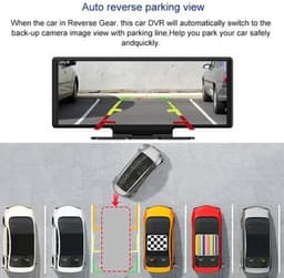Dashcam voor Auto - 10.26” Dashcam ADAS GPS Navigatie - Android 8.1 - Remote Monitor & Rijassistentie - 2G met 6m RCC - Zwart — thumbnail 5