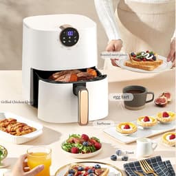 Airfryer - Heteluchtfriteuse Frituur - Gezond Koken - Snelle Hete Lucht - 4.5 Liter - Wit Blauw — thumbnail 4