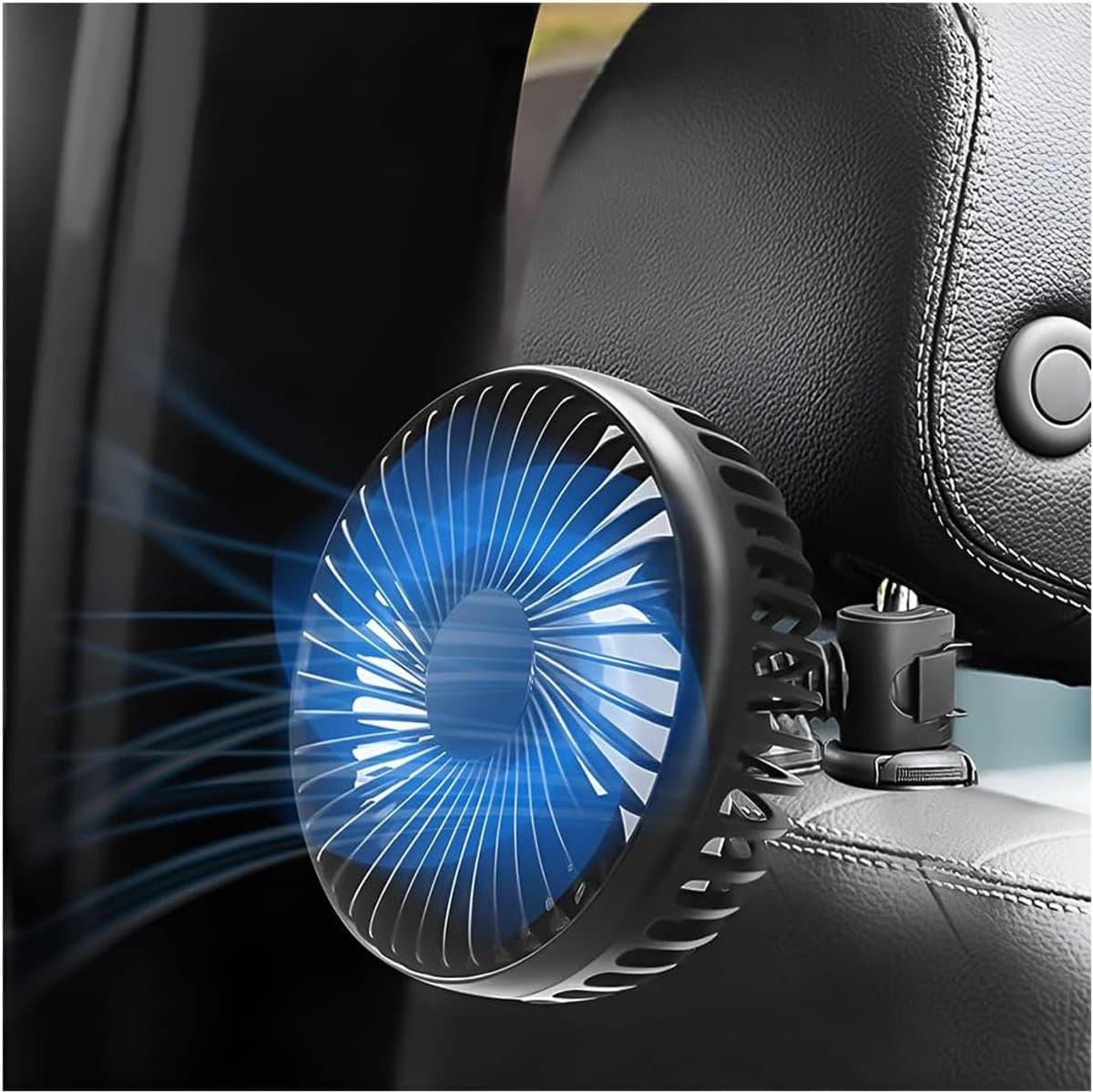 Ventilator met drie snelheden, 360° draaibare koelventilator, draagbaar en stil, geschikt voor auto's en SUV's (achterbank). — afbeelding 1