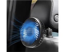 Ventilator met drie snelheden, 360° draaibare koelventilator, draagbaar en stil, geschikt voor auto's en SUV's (achterbank).
