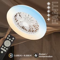 BRILONER Fantus - Plafondventilator met verlichting - LED plafondlamp met ventilator - ventilator lamp dimbaar - 5 snelheden - Ø48,5cm - wit — thumbnail 5