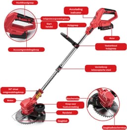 CRLYN® Grasmaaier Elektrisch - Grastrimmers met Accu - Rood — thumbnail 4