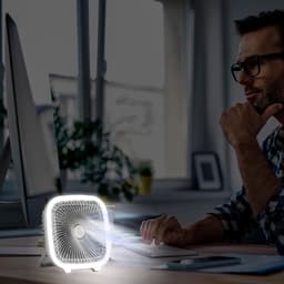 Kleine ventilator - Tafelventilator LED - Koelte Buiten - 4-in-1 Multifunctioneel - 10.6 x 19.4 cm - Wit — thumbnail 5