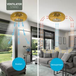 Varin® Smart Plafondlamp met ventilator - Bamboe - Tuya Wifi - Ø 50cm - Plafondventilator met verlichting - Smart lamp slaapkamer - Plafonniere kinderkamer - Plafondlampen industrieel - Plafond lamp - Afstandsbediening - Plafond met ventilator — thumbnail 2
