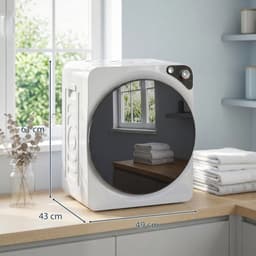 TEKROA® Draagbare mini-droger - 5 kg - 5 programma's, 1000 W, tot 60℃ - timer, roestvrijstalen trommel, voor thuisgebruik - wit — thumbnail 4