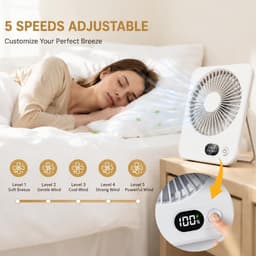 Handventilator - Tafelventilator - Draagbaar - Met LED-display - USB-oplaadbaar - Met inklapbare standaard - Geschikt voor thuis, kantoor, slaapkamer en op reis - Zwart — thumbnail 4