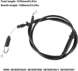 Koppelingskabel 1570mm - Compatibel met ATCO Quattro 19S/19SE - Soepele bediening - Betrouwbare materialen - Onderdeelnummer 381030104/0 - Grasmaaierkabel — thumbnail 5