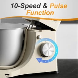 SnelShoppen - Stand Mixer Wit - 5.5L Keukenmachine met 6 Snelheden en Kneedhaak voor Bakken, Mixen, Kloppen, Perfect voor Taarten en Brood — thumbnail 2
