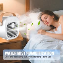 Mini airconditioner - Kleine airconditioner - Oplaadbare persoonlijke luchtkoeler - Mini airconditioner met drie snelheden - Mini watergekoelde luchtkoeler - Stille tafelventilator voor thuis, slaapkamer, op reis, op kantoor, binnen en buiten - Wit — thumbnail 2