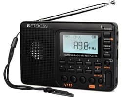 Retekess V115 Draagbare Radio - Noodradio op Batterijen - AM FM SW Keukenradio -Wereldontvanger MP3-Sleep Timer-speler REC Voice Recorder