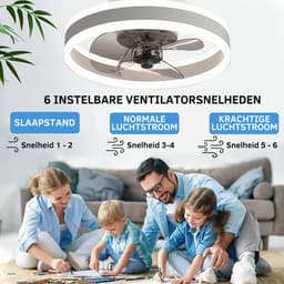 Plafondventilator met Verlichting – Bamboe Look – Ø50 cm – Dimbare LED Verlichting – Transparante Ventilatorbladen – Afstandsbediening – Zomer- en Winterstand — thumbnail 3