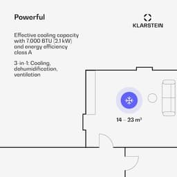 Mobiele Airco - Koeler Ontvochtiger - Ruimte Koelen - Energieklasse A - 7000 BTU - Wit — thumbnail 5