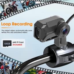 Dashcam voor motorfiets, 1080p HD, waterdicht IP66, geïntegreerde wifi, 110° groothoek, ringopname, foto-opname met één knop, mini draagbaar met montageset — thumbnail 5