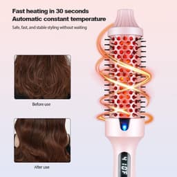 Brush Thermoborstel met infraroodtechnologie, 2-in-1 styler & föhn, 30 seconden snelle opwarming, lcd-temperatuurweergave, ionische krulborstel voor natuurlijke krullen en gladmaken # zwart — thumbnail 2