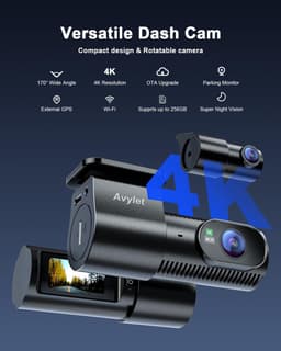 SnelShoppen - Avylet Dash Cam voor en achter, 5G Wi-Fi/APP 4K+1080P Dual Auto Camera met 170° Groothoek, Externe GPS, Super Nachtzicht en 24-uurs Park — thumbnail 5