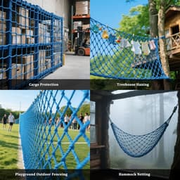 Klimnet Polyester Speeltuin Klimrek Voor Kinderen Buitenspeeltuin Veiligheidsbescherming, Boomhut, Touwladder, Schommelset, Jungle Gyms Hindernisbaan(Size:121 * 243cm(4 * 8ft),Color:blauw) — thumbnail 3