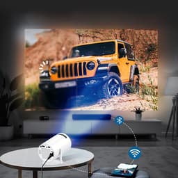 Mini-projector - Home cinema-projector - Draagbare projector - Draadloze wandprojectie en schermspiegeling - Ultra HD - Android-systeem - Wit — thumbnail 3