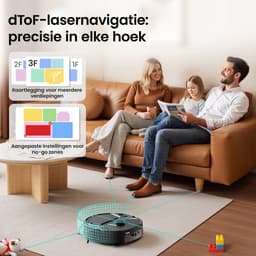 Lefant M265 robotstofzuiger met dweilfunctie –20.000 Pa zuigkracht –Automatisch dweilen –Anti-klitsysteem – Herbruikbare stofbak – Geschikt voor huisdierhaar – Eenvoudig reinigen onder laag meubilair — thumbnail 5