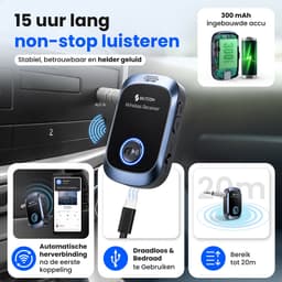 Siltcon® Bluetooth Receiver - BT 5.4 - 3.5MM AUX - Bluetooth Ontvanger - Bluetooth Audio Receiver - Bluetooth Auto via AUX - Aux Bluetooth - Handsfree Bellen - Universeel Auto, Speaker, Tablet, Laptop & Telefoon - USB-C Oplaadbaar - Incl. Aux kabel — thumbnail 5