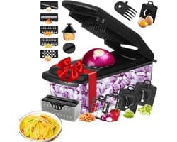 Keuken Snijmachine - Groentehakker Dicer - Maaltijden Voorbereiden - 18-in-1 Functies - 33.4 x 12.7 x 12.3 cm - Zwart
