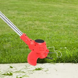 Accu-aangedreven grasmaaier/onkruidverwijderaar – Zwart-rode tweekleurige grasmaaier op wielen – 24V Type D (2 accu's) – Inclusief oplader conform EU-norm – Geschikt voor tuinen en gazons – Volledig uitgerust — thumbnail 3
