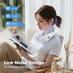 Nekventilator met Halfgeleider Koeling 4400mAh – Draagbare Nek Airconditioner met Groot Koelvlak, LED Display, 3 Windsnelheden & 3 Koelstanden, USB-C Oplaadbaar – Wit — thumbnail 3