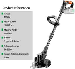 Elektrische Grasmaaier - Snoerloze Trimmer - Tuinonderhoud - Verstelbare Telescoopsteel - 21V - Niet gespecificeerd — thumbnail 4