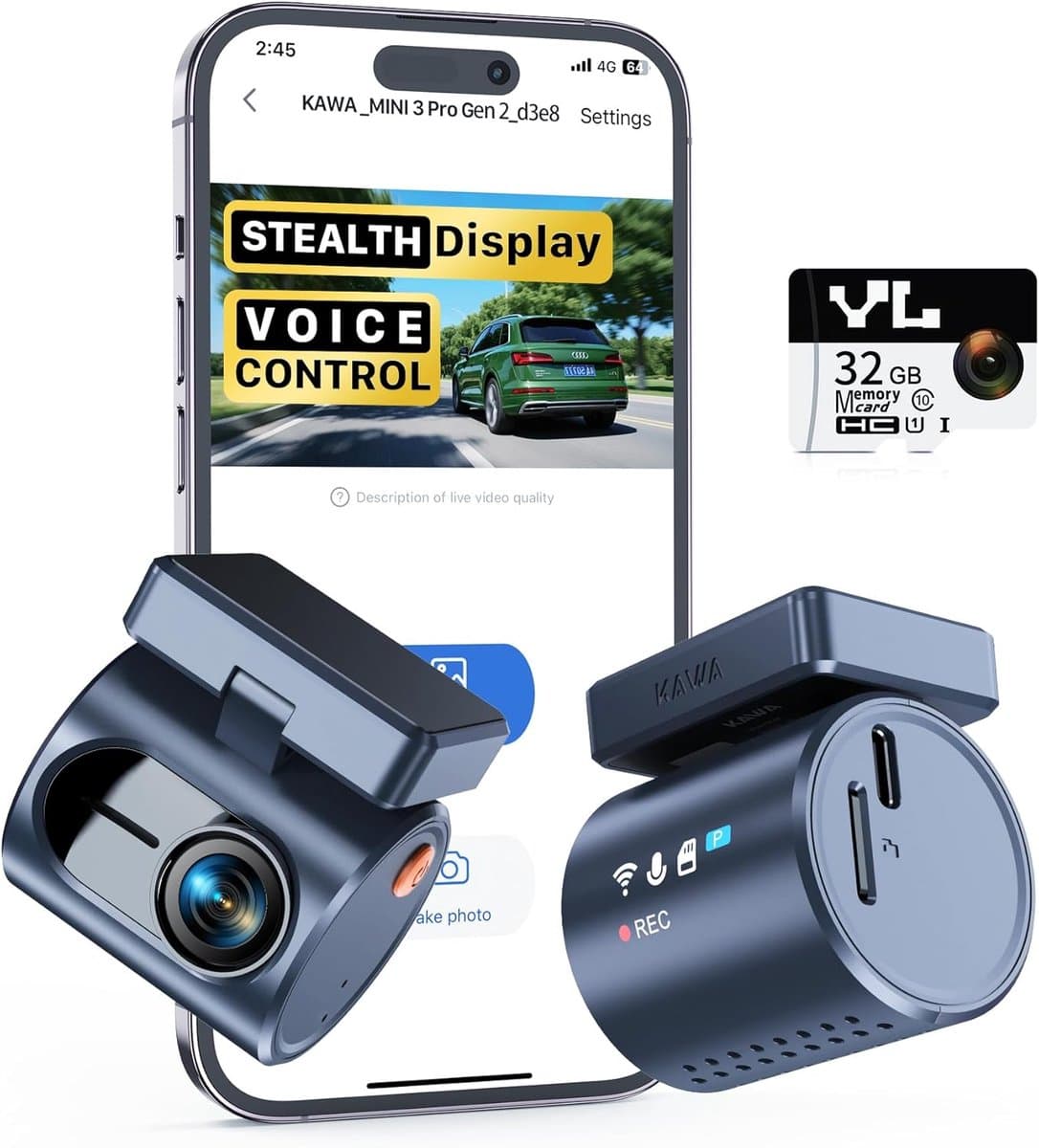Dashcam Auto - Autocamera Voorruit - Veilig Rijden - Compact Stealth Design - 2K QHD Resolutie - Zwart — afbeelding 1