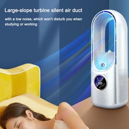 Draagbare airconditioner - Draagbare USB-luchtkoeler en ventilator zonder bladen - 6 instelbare vermogensniveaus - Stille koelventilator en luchtbevochtiger (wit) — thumbnail 2