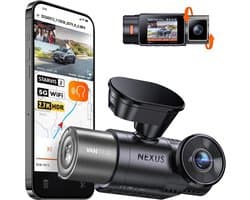 Dual Dashcam - 2,7K/1080P - Ingebouwd Nachtzicht - GPS en WiFi - Voor Auto's