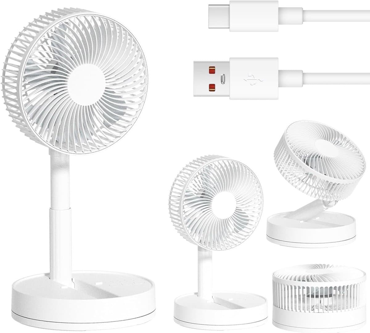 LISM - is een opvouwbare, draagbare bureauventilator met een 3600mAh-batterij, oplaadbaar via USB, ultrastil met vibratie, 4 snelheden en verstelbare hoogte en kophoek. Geschikt voor gebruik in slaapkamers, kantoren en buitenshuis. — afbeelding 1
