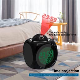 Wekker - Digitale Wekker - alarmklok - wekker met projectie - wekker met licht - digitale wekker slaapkamer - Met spraakuitzending - Snooze Functie - Digitale Spraakmelding Wekker - LED Projector Klok - Digitale Wekker met Projectie - zwart — thumbnail 3
