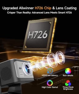 SnelShoppen - Mini-smart beamer 4K 1080P projector, draagbare wifi 6 bluetooth 5.4 autofocus, 12 W luidspreker, 180 graden draaibaar voor feest, campi — thumbnail 3