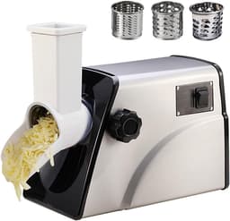 Elektrische Kaasrasp - Keukenmachine - Snel Ingrediënten Bereiden - 3 Roestvrijstalen Bladen - 300W Vermogen - Zilver — thumbnail 1