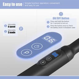 Thijox - Massagepistool met Verlenggreep, U-vormig Diepweefselpercussie Massageapparaat voor Nek, Schouder en Benen - 4 Massagekoppen, 6 Snelheden, Dr — thumbnail 2
