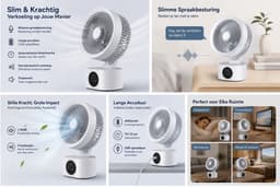 VHV-Oplaadbare Tafelventilator met Spraakbesturing - Stille Luchtcirculator met Timer - Bureau Ventilator met Lange Accuduur - Slimme USB Ventilator voor Slaapkamer en Kantoor — thumbnail 4