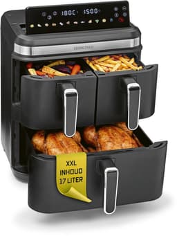 GOURMETmaxx FryUp3 Verticale heteluchtfriteuse, 3 kamers, heteluchtfriteuse XXL, 17 liter, airfryer met multi-colour inklapbaar touchdisplay, Air Fryer friteuse voor 12 personen, 12 — thumbnail 1