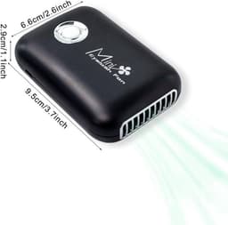 Solvix aircooler met koelelementen - Mini USB Ventilator - Zwart - Draadloos en Oplaadbaar - 3 Snelheden - Voor Thuis en Buiten — thumbnail 2