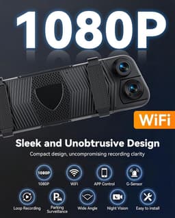 Dashcam Achteruitkijkspiegel - 9,66 Inch HD Touchscreen - 1080p + 2 x 720p - Met Wifi en App - Voor Auto's en Bestelwagens — thumbnail 2