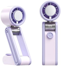 LISM-Draagbare opvouwbare ventilator met koelfunctie, instelbare handventilator met 199 snelheden, oplaadbare 3000mAh-batterij, digitaal display en draagkoord. Een must-have Geschikt voor zomervakanties, op kantoor en buitenactiviteiten, paars. — thumbnail 2