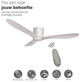 Plafondventilator met Afstandsbediening Ø 132 cm – Fluisterstil – Energiezuinig – 6 Snelheden – Zomer- & Winterstand – Aeolus Cetus Eco Wit — thumbnail 2