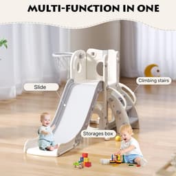 Kinderglijbaan, extra lange glijbaan voor peuters met loophek, opbergruimte en antislip treden, vrijstaand speelset voor binnen en buiten, glijbaanlengte voor peuters van 1–6 maanden — thumbnail 3